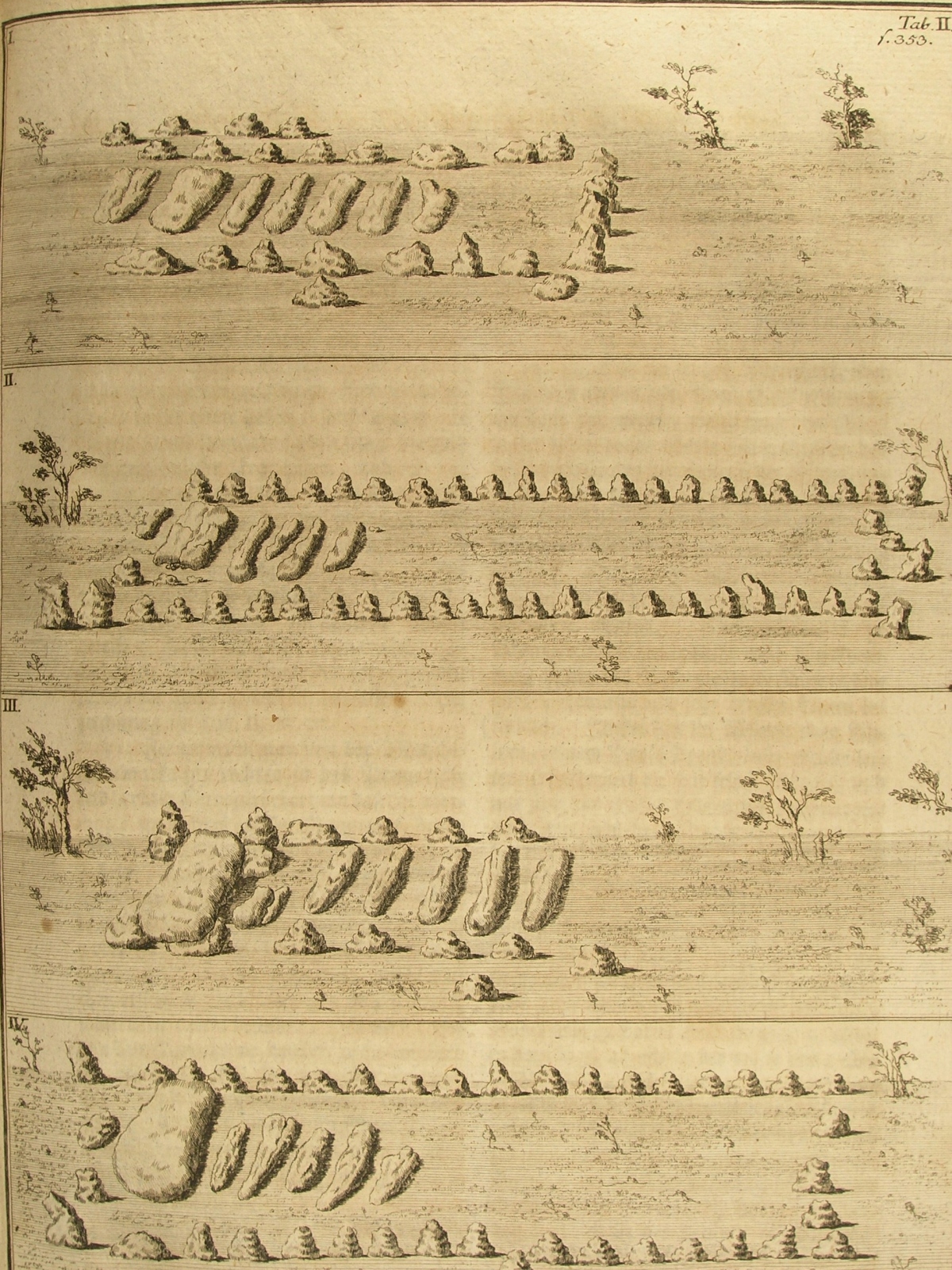 Die Großsteingräber von Diesdorf nach Johann Christoph Bekmann, Historische Beschreibung der Chur- und Mark Brandenburg, Band I, 1751